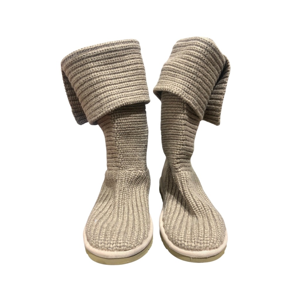 UGG Australia Cardy 5819 light brown/ beige Knit Button Tall Slouch Boots W 9